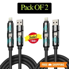 4 in 1 Multi-USB Charging Cable - MAX 240W Fast Charging (2Pack)