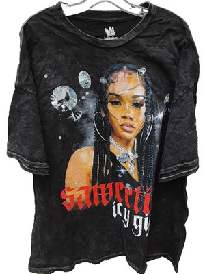 Saweetie Shirt Women's 2X Black Icy Girl Legends 50th Hip Hop Rap Graphic Tee