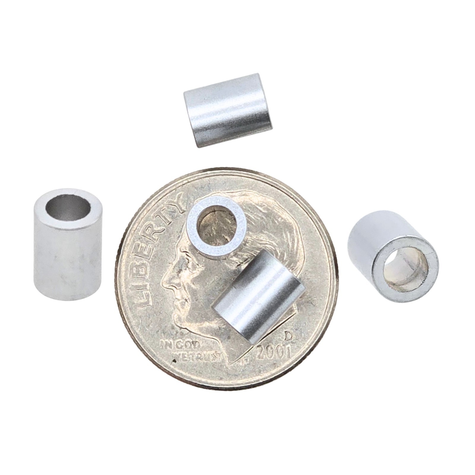 10pcs Aluminum Spacer Bushing 0.25" Long 0.185" OD Fits 4-40 Screws