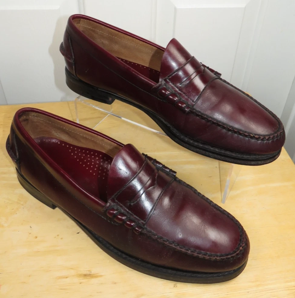 LL Bean Penny Loafers Mens 7.5 D Burgundy Cordovan Leather Beefroll Oxblood LL Bean Leather Penny Loafers Mens 8.5 D Burgundy Cordovan  main image 3
