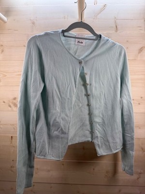 Allude Seafoam Cotton Cashmere Button Front Cardigan Size S