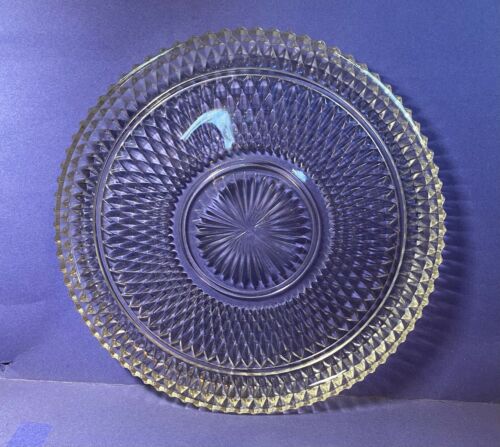 Vintage Indiana Glass Clear Diamond Point Torte Plate Platter 12