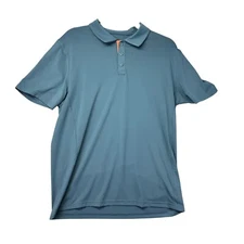 The Normal Brand Polo Shirt Men's Medium Blue Performance Short Sleeve Stretch