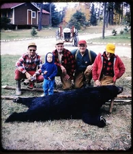 Hunters w/slayed black bear vintage Stereo Realist Slide Kodachrome #504
