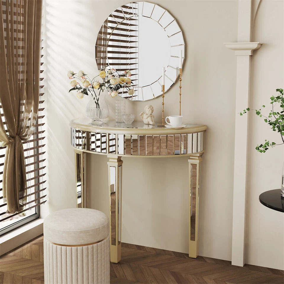 Splendid Elegant Mirrored Console Table Makeup Vanity Side Table Foyer Corridor - image 2 of 4