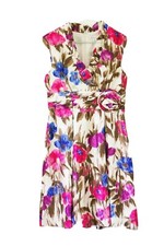 Kim Rogers Ruched Rose Waist Ruffle V-neck Sleeveless Dress Women’s 10 NWT $86