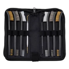 Gun Cleaning Kit in Zippered Case Brass Nylon Brushes & Metal Polymer Picks
