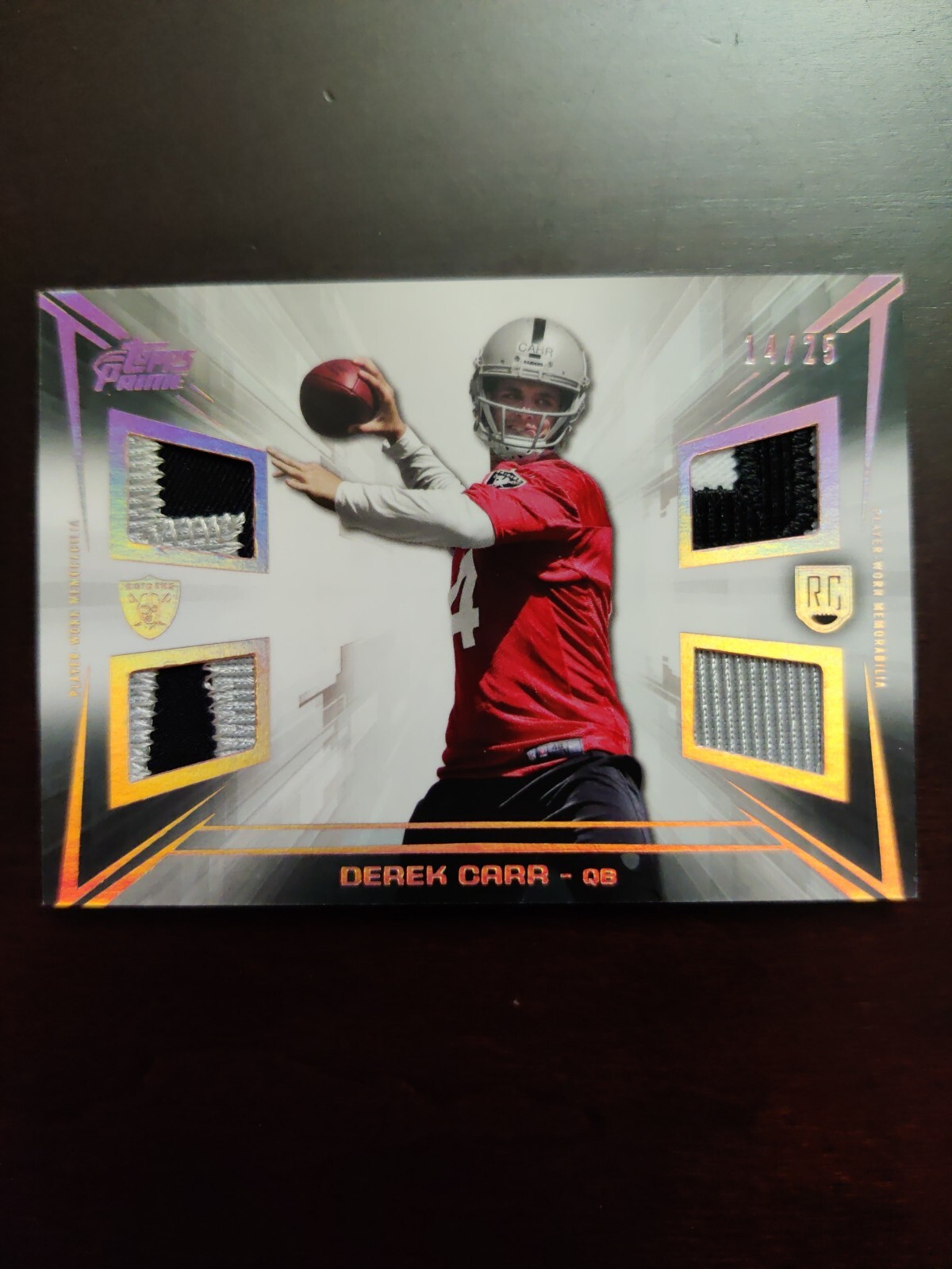 Derek Carr Topps Prime Quad Relics #QRDC Base