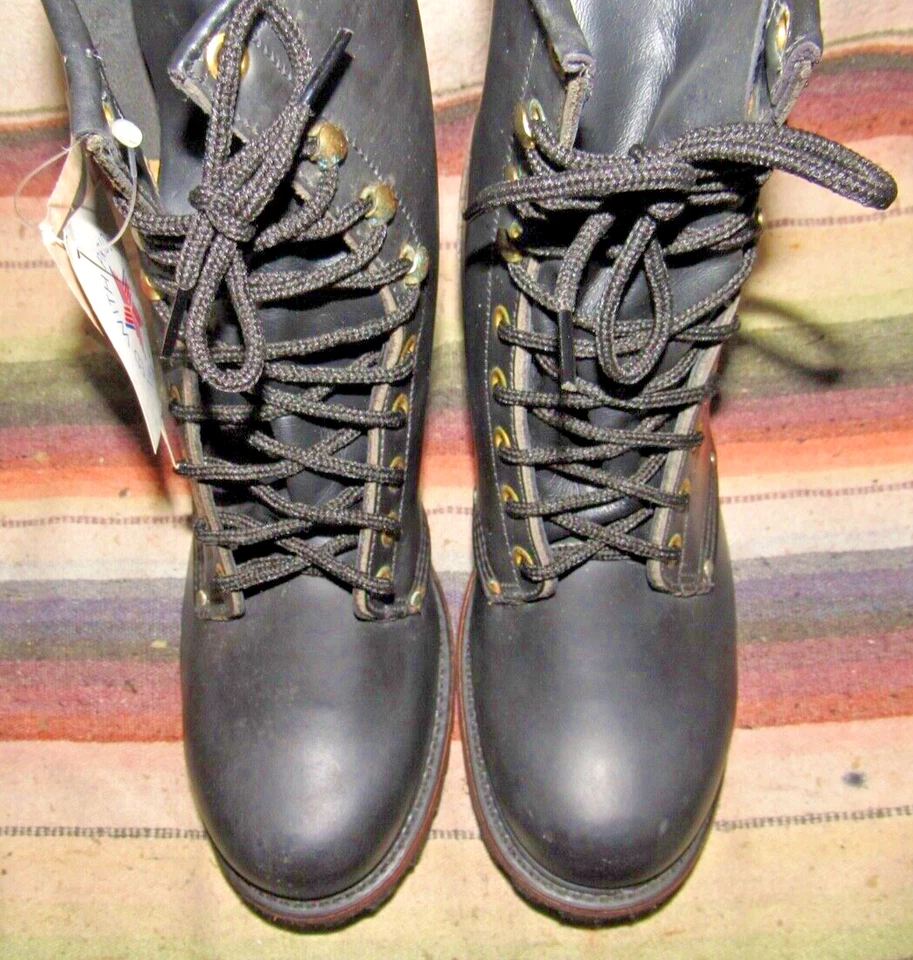 Mens VTG Walker Lace Up Black Leather Hiking Boots 8.5 D Lady 10 M NEW w/o Box - Image 4 of 4