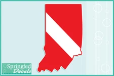 INDIANA Shaped DIVE Flag Vinyl Decal Car Truck Sticker SCUBA Diving Decal