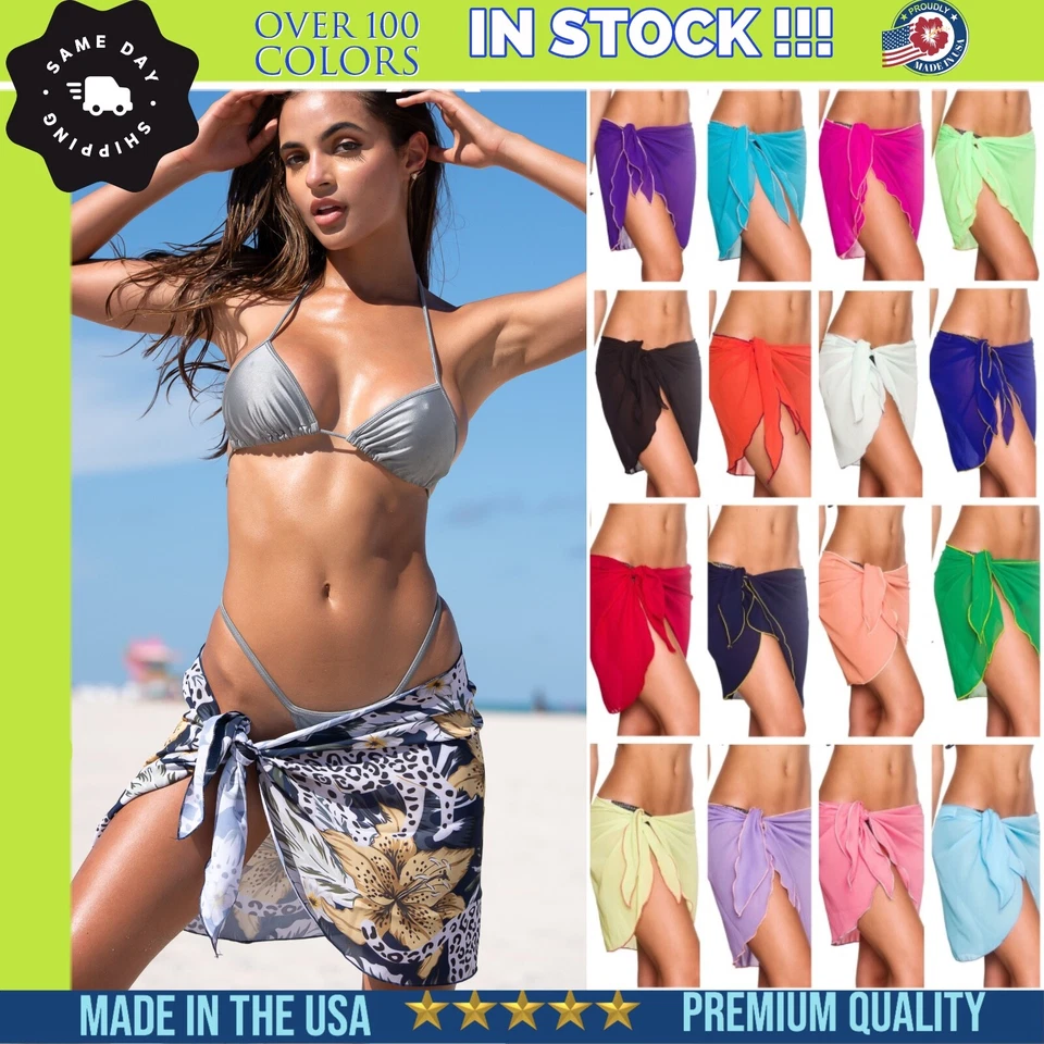 Coqueta Chifón Bikini Traje de Baño Cubrir Sarong Pareo Traje de Baño Envoltura Mujeres Damas Foto 2 de 4