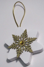 HAND DECORATED MDF / WOODEN GLITTER SNOWFLAKE ORNAMENT