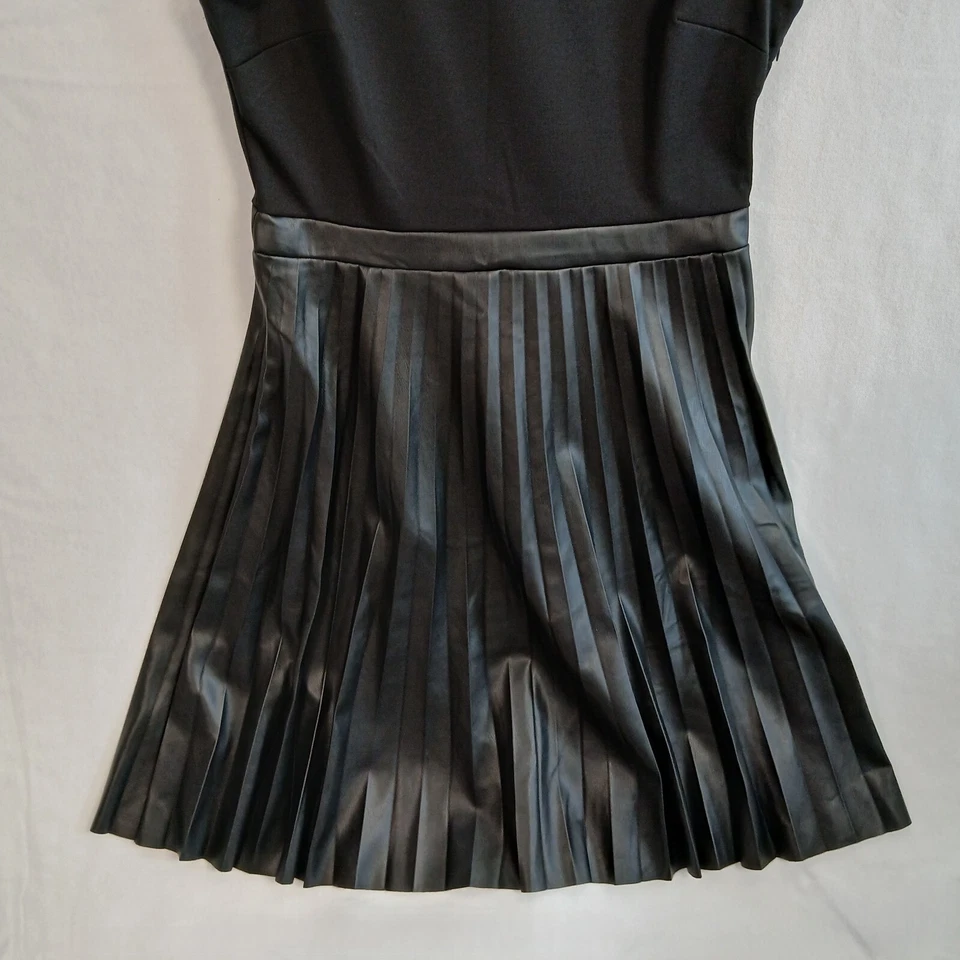 Marc Нью-Йорк смешанных медиа искусственной кожи Fit & Flare Midi платье размер L черный новый с Ярлыками - Изображение 4 из 4