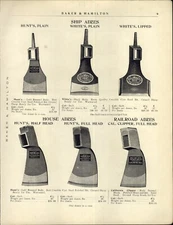 1910s PAPER AD Ship Adzes Hunt's Plain White Lipped House Broad Claw Hatchet 