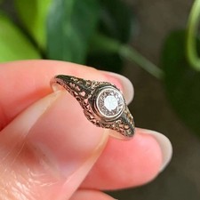 Solitaire Anqutic Art Deco 2.0CT Bezel Set CZ Engagement Ring In 925 Silver