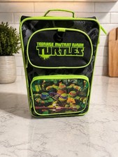 Teenage Mutant Ninja Turtles Rolling Backpack Black Green Cartoon Zip Leonardo