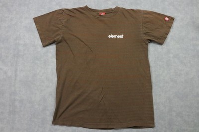 Element Shirt Mens M Brown Striped Logo Graphic Tee Skateboard Surf Streetwear