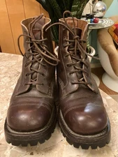 Vintage Itshide Commando Brown Leather Combat Boots Men's Sz UK 6 England US 7.5