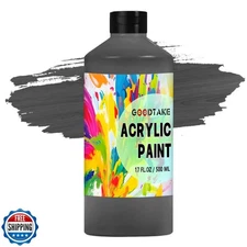 GOODTAKE Black Acrylic Paint - 17 fl. oz (500ml) Rich, Vibrant Acrylic Craft 