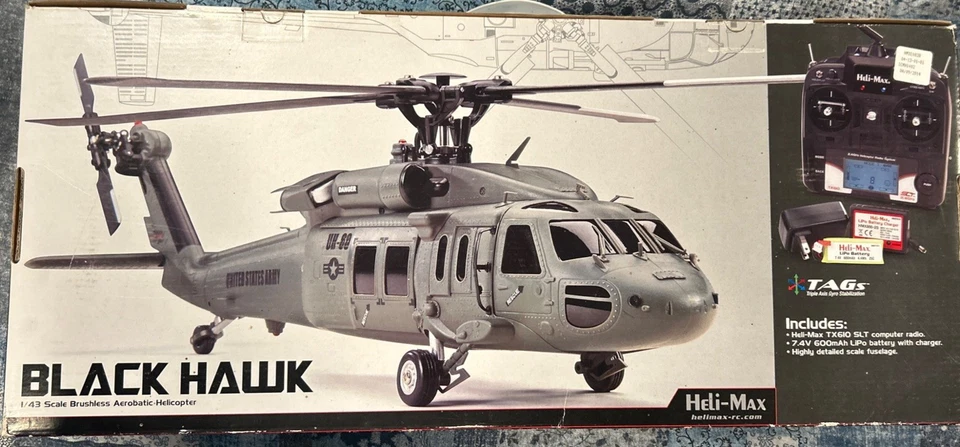 Heli-Max Black Hawk 1/43 RTF RC Helicopter TX610 LiPo 4 Blade Open Box NEW - Image 4 of 4