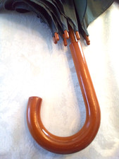 Vintage Volvo Gray Umbrella Wooden Handle 36" Extra Large