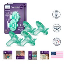 Durable 100 Silicone Soothie Pacifiers - 4 Count for Infants 0-3 Green