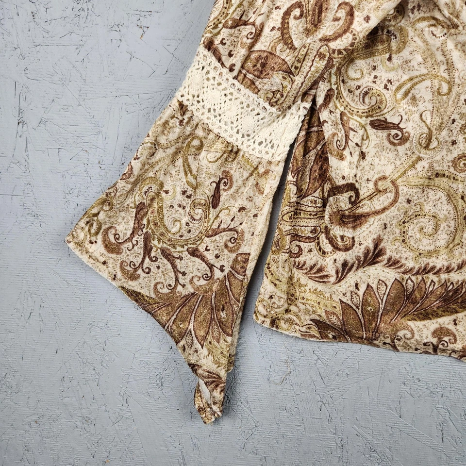 Camisa Boho Top Vintage Moda Bug Para Mujer Grande Cachemira Manga Campana Años 90 EE. UU. Foto 3 de 4