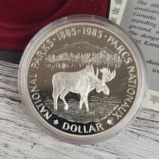 1885-1985 Canada Dollar $1 National Parks Moose .500 Silver Proof Coin Box OGP
