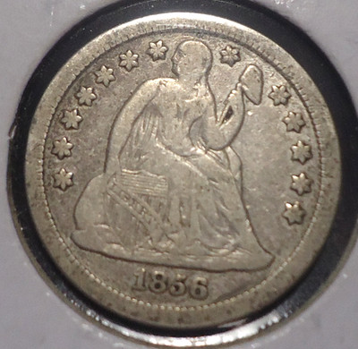 1856 small date Very Fine+ VF+ Seated Liberty silver 10C dime FREE SHIPPING!