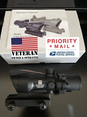 CLONE TRIJICON 4x32 Fiber Optic Scope Chevron Reticle RED Weapon Sight ACOG Clone + 2 gifts