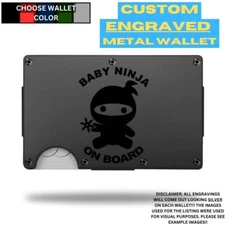 Baby Ninja on Board Laser Engraved Onto An Aluminum Wallet