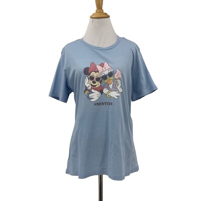 Mickey and Friends Besties Tee Womens L Large Minnie Daisy Duck Baby Blue Shirt