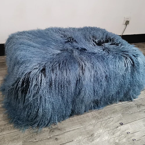 Luxury Double Color Genuine MONGOLIAN Tibetan Sheepskin Lambskin Rugs 12cm Fur - Picture 4 of 9