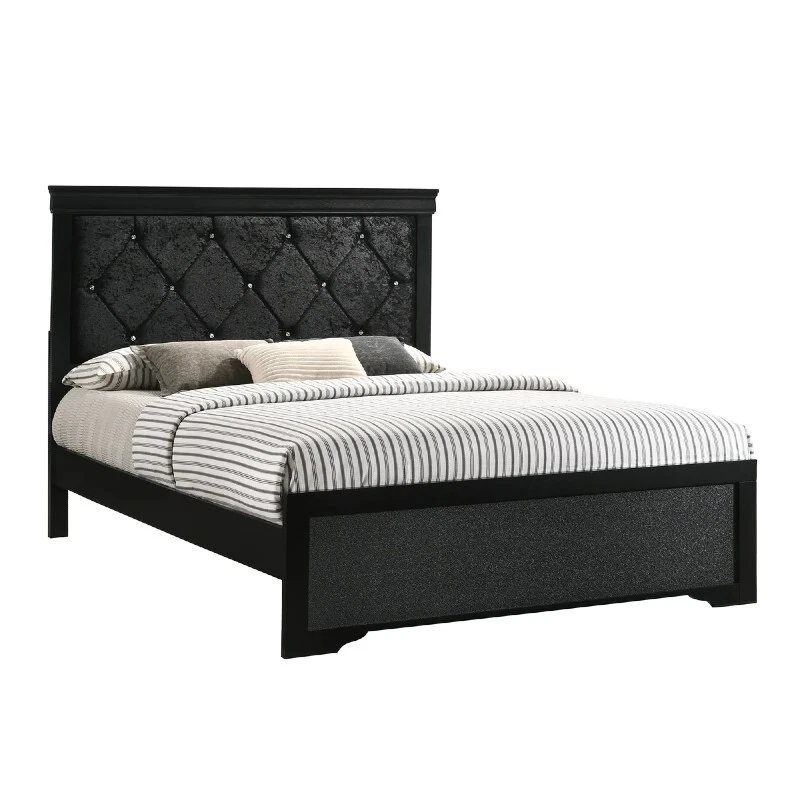NEW Black 4PC Queen King Twin Full Modern Glam Contemporary Bedroom Set B/D/M/N - Image 2 of 4