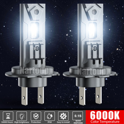 Nartoup Super Bright H7 LED Headlight Kit High Low Beam Bulb 10000LM 6000K White