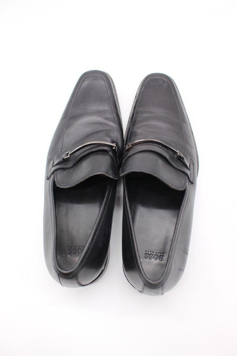 Hugo Boss Mens Slip On Loafers Leather Black Size 10 Silver  display picture 2