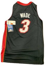 New Dwayne Wade Miami Heat Boys Size Medium 10-12 Adidas Black Swingman Jersey