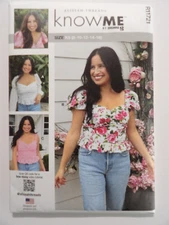 Know Me R11721 Fitted Spring Tops w Blouson Sleeves, Hem Ruffle Sz 8-16 ME2019