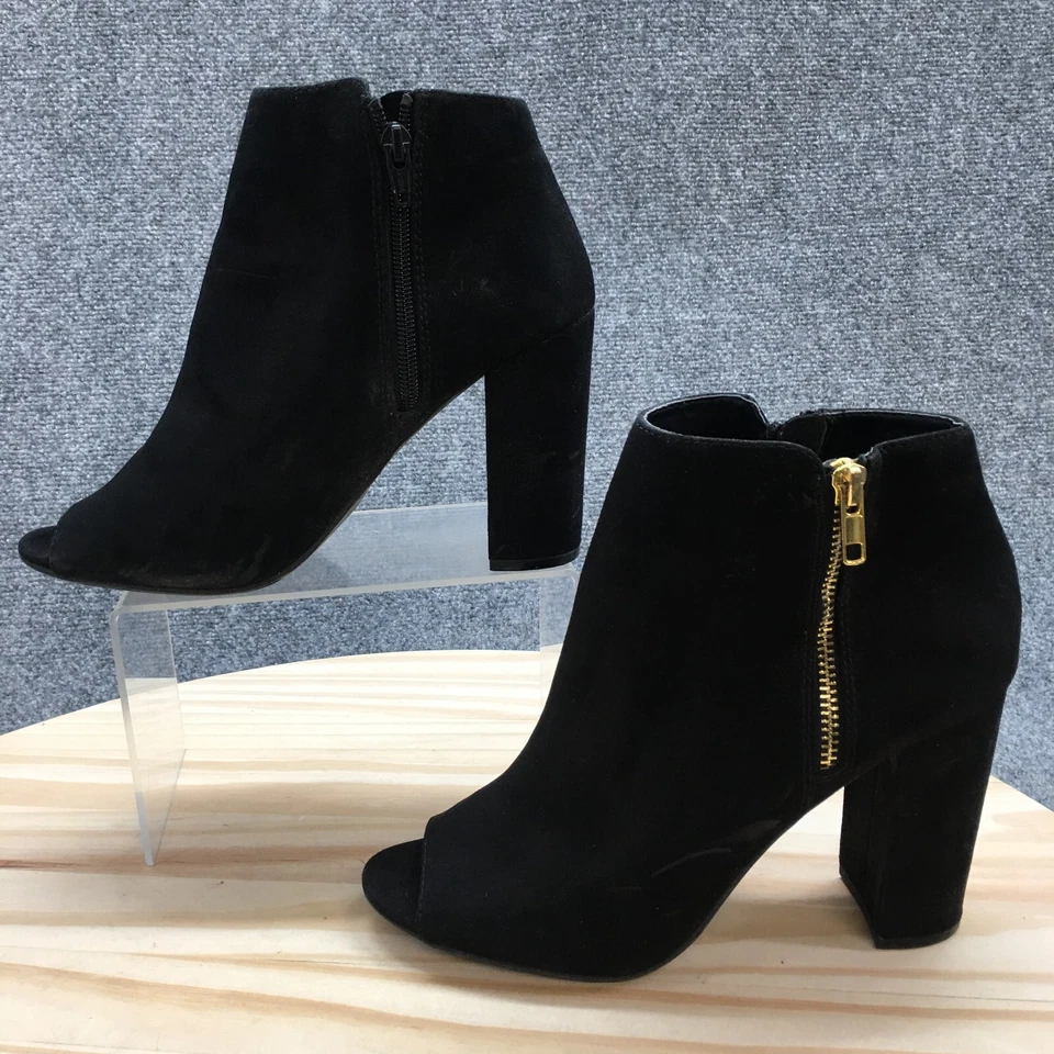 Material Niña Botas Mujer 9M Carena Punta Abierta Lateral Cremallera Tacones Botín Tela Negra Foto 2 de 4