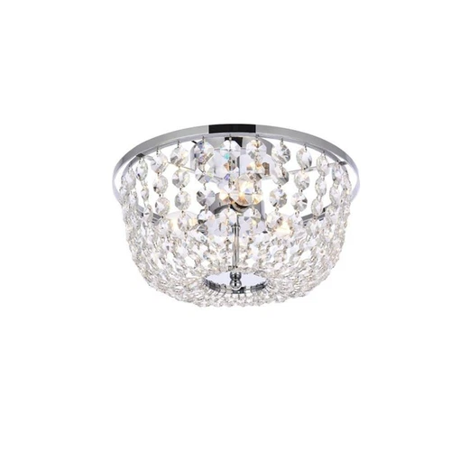 Elegant Lighting Cora 13" Iron and Crystal Flush Mount in Chrome - Picture 3 of 7