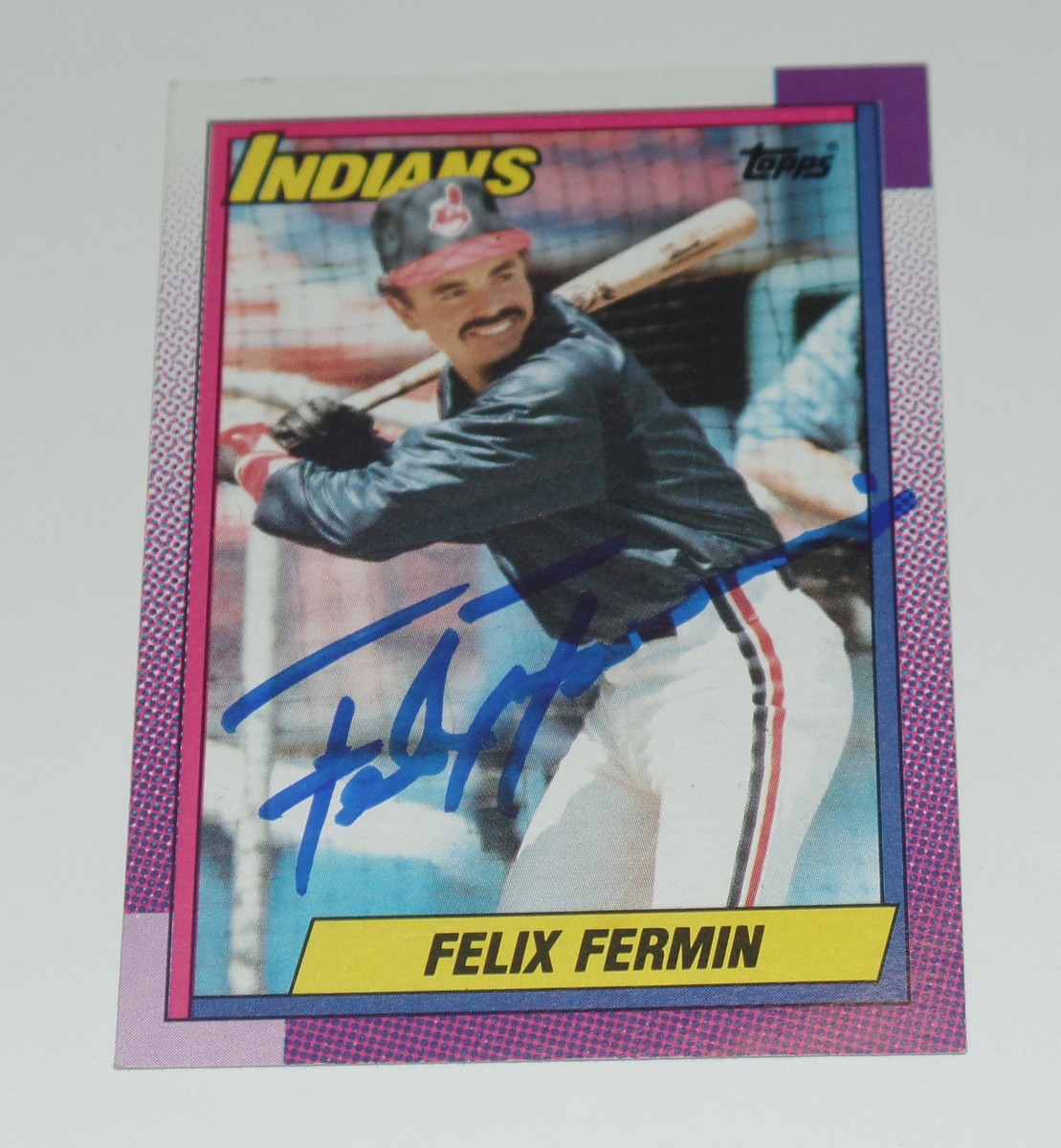 FELIX FERMIN SIGNED AUTO'D 1990 TOPPS CARD #722 PIRATES CLEVELAND
