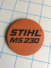 Stihl Genuine Replacement Part MS230 Model Name Plate Round Orange Badge NOS
