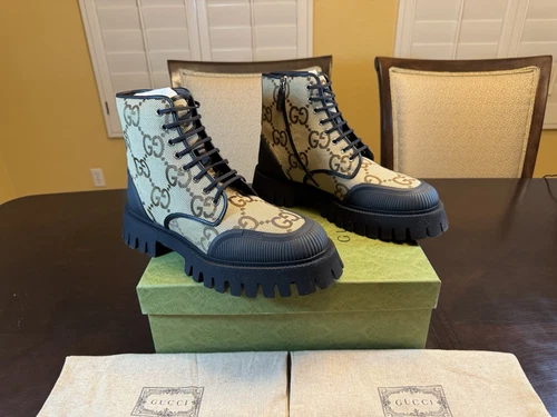 Bottes à lacets Gucci GG Supreme Maxi Logo neuves taille UK 12,5 / US 13