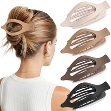 4 PCS Large Flat Hair Clips for Women Girls, French Neutral 4 Pieces, Large