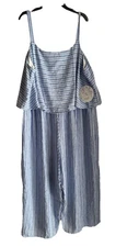 naif New striped Sleeveleass Romper Size 2X Jumpsuit Pants NWT