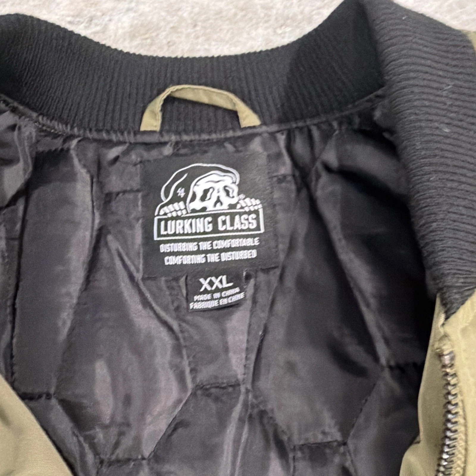 Lurking Class by Sketchy Tank Bomber Jacket Green Skull Patches Men's XXL image 11