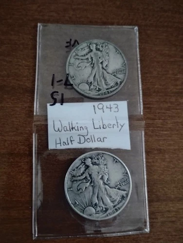 Two 1943 Walking Liberty Half Dollars - Fine to Very Fine Condition