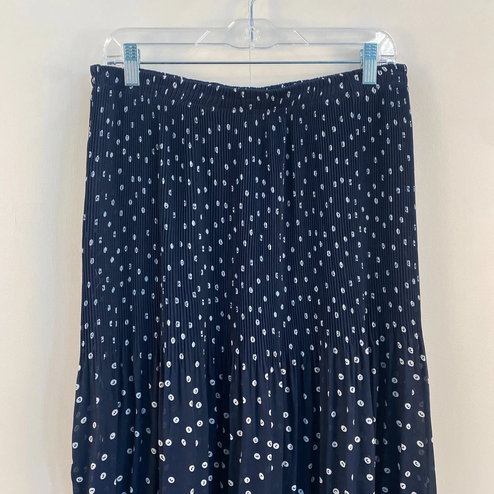 Falda Robbie Bee XL para mujer azul blanco a lunares maxi plisado cintura elástica línea A Foto 2 de 4