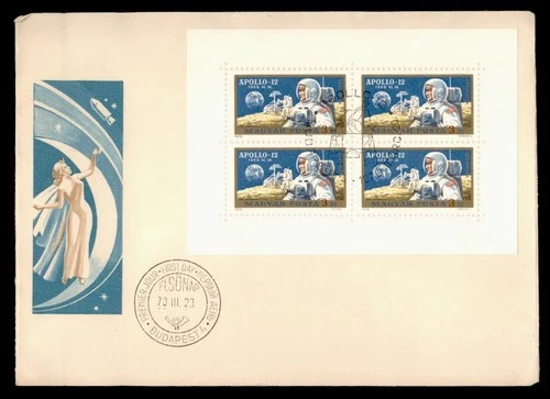 DR WHO 1970 HUNGARY FDC SPACE APOLLO 12 SHEET w29614