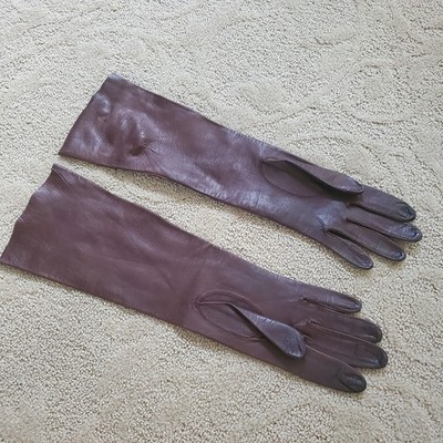 Vintage Aris Of Paris France Real Kid Leather Soft Opera Gloves Brown Sz 6.5